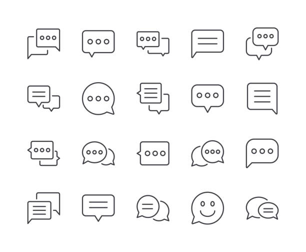 stockillustraties, clipart, cartoons en iconen met eenvoudige set van pictogram spraak bubble lijn. bewerkbare beroerte - gesprek