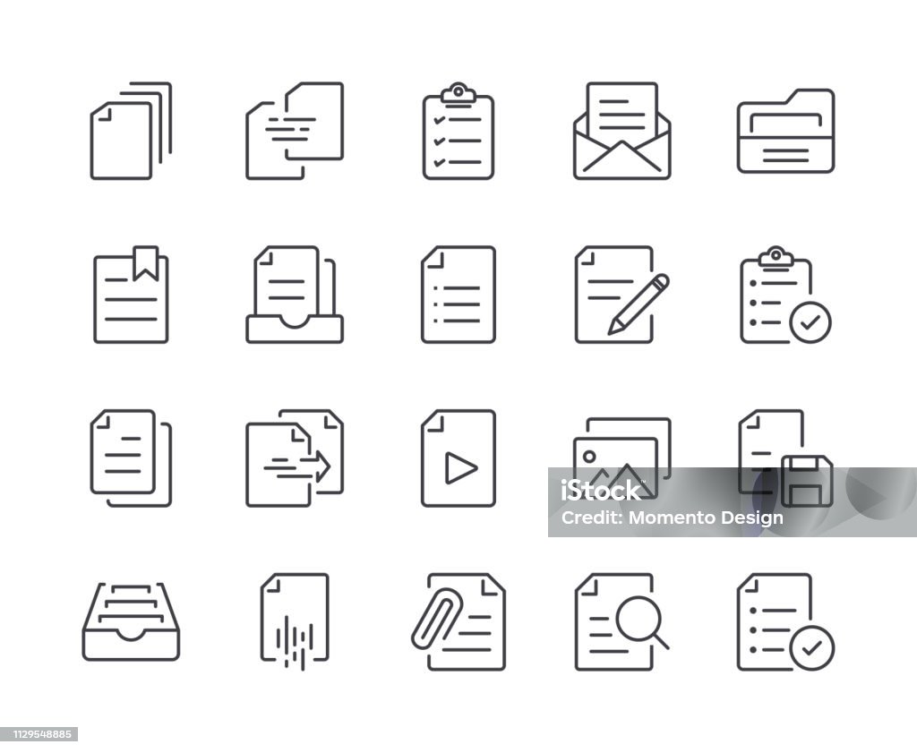 Enkel uppsättning dokument ikon. Redigerbara Stroke - Royaltyfri Ikon vektorgrafik