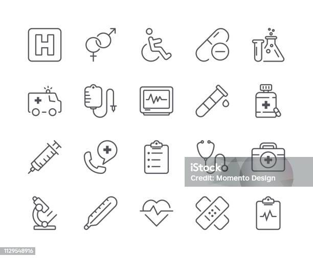 Simple Set Of Medical Line Icon Editable Stroke Stock Illustration - Download Image Now - Icon Symbol, Healthcare And Medicine, Medical Exam