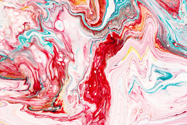istock Hand painted backgrounds. Pink, white and yellow mixed acrylic paints. Liquid marble texture. Applicable for design packaging, labels, business cards, placard, covers, textile and decor interior 1129548991