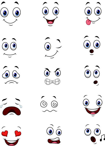 Cartoon Faces Expressions Collection Set Stock Illustration - Download  Image Now - Cartoon, Eye, Human Face - iStock