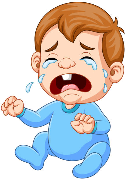 Menino de desenhos animados bebê chorando - ilustração de arte em vetor