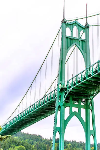 Photo of Famous arched gothic St Johns bridge across the Willamette River