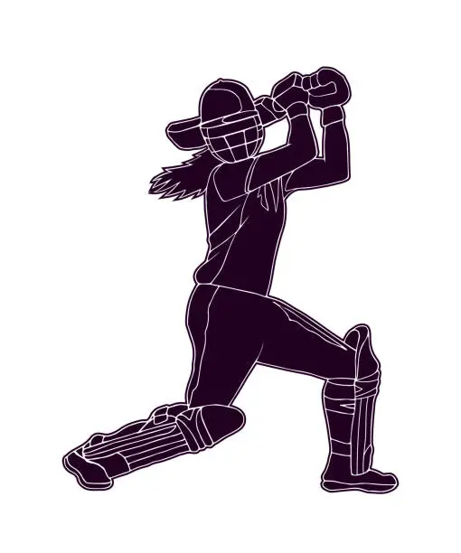 Vector illustration of Cricket women 4