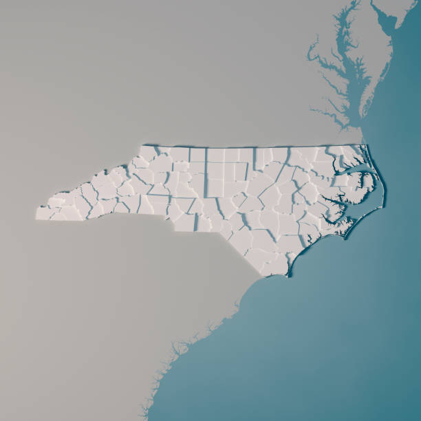 istock North Carolina US State Map Administrative Divisions Counties 3D Render 1129564490