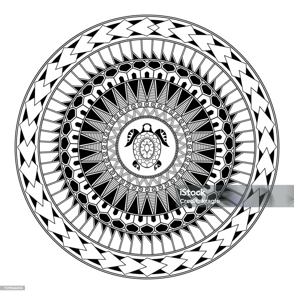 Polynesian Circular Ornament Polynesian Tattoo Maori Style Abstract Turtle  Stock Illustration - Download Image Now - iStock