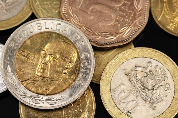 istock Peso coins from Chile close up in macro 1129566756