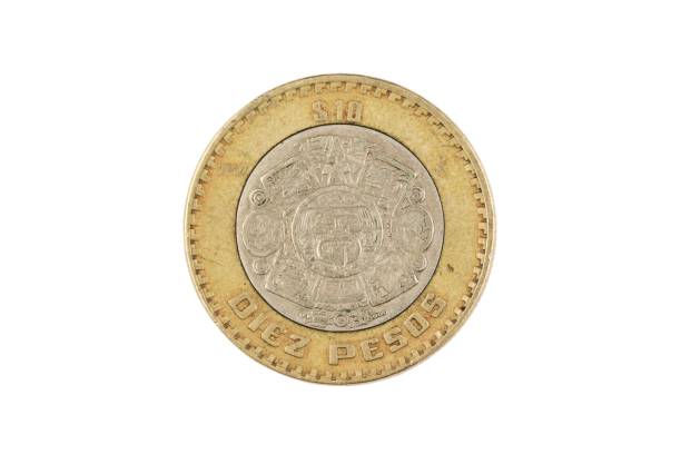 istock A bimettalic ten Mexican peso coin isolated on a white background 1129566821
