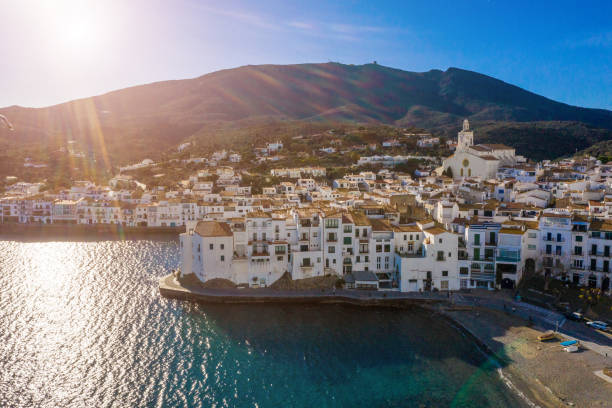 istock Cadaques Spain. Beautiful backlight. Sunset light. Aerial view drone photo 1129566830