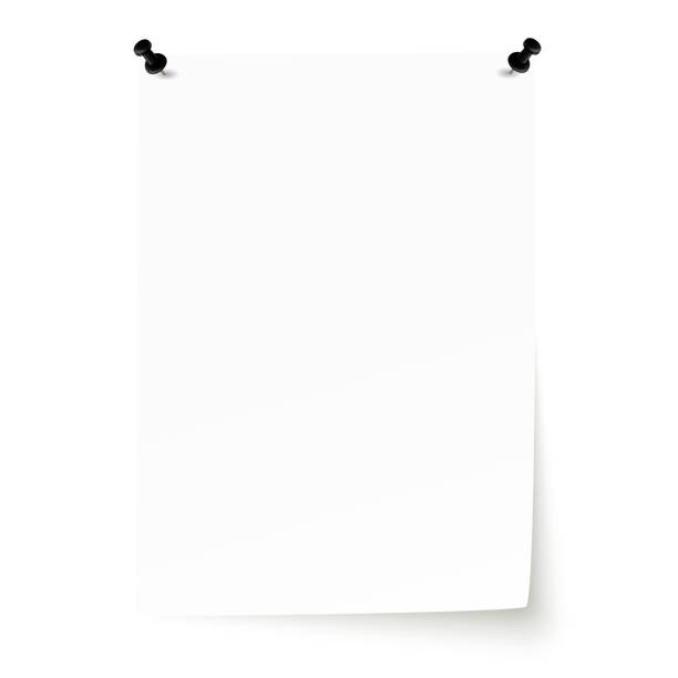 istock Blank sheet of paper with pins and lifted corner 1129568025