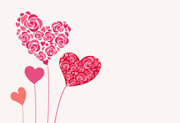 dekoracja kwiatowa w kształcie serca / kartka z życzeniami - wdzięczność ilustracje stock illustrations