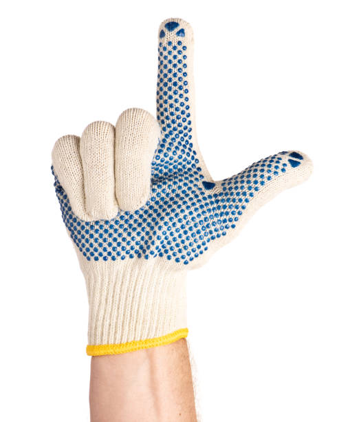 istock Male hand wearing working glove 1129572868