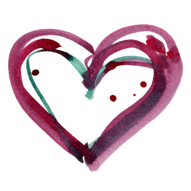 istock Hand-drawn watercolor heart isolated on white background 1129573651