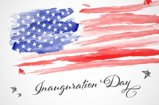 illustrazioni stock, clip art, cartoni animati e icone di tendenza di acquerello astratto bandiera americana - inauguration day - inaugurazione presidenziale