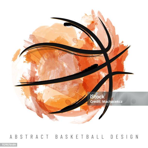 Abstract Watercolor Basketball Ball On White Background Stock Illustration - Download Image Now