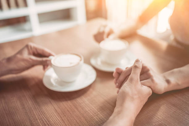 istock Couple in love in cafe 1129576702