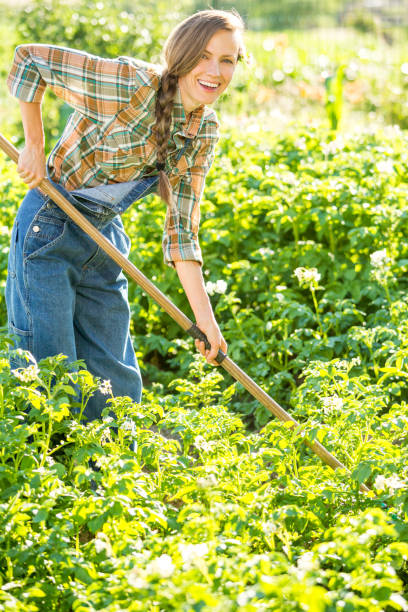 istock Beautiful farmer on the field 1129577011