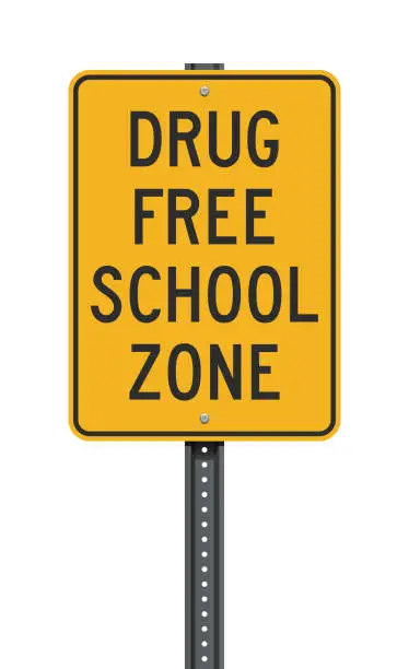 Vector illustration of Drug Free School Zone sign