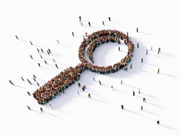 istock Human Crowd Forming A Big Magnifier Symbol 1129578727