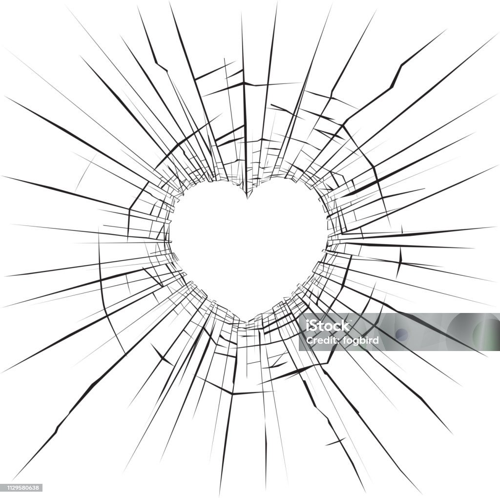 broken glass Vector illustration of cracks on broken glass Broken Heart stock vector