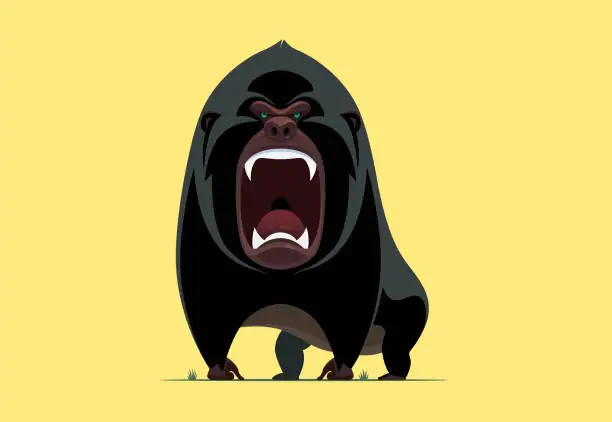 Vector illustration of angry gorilla screaming