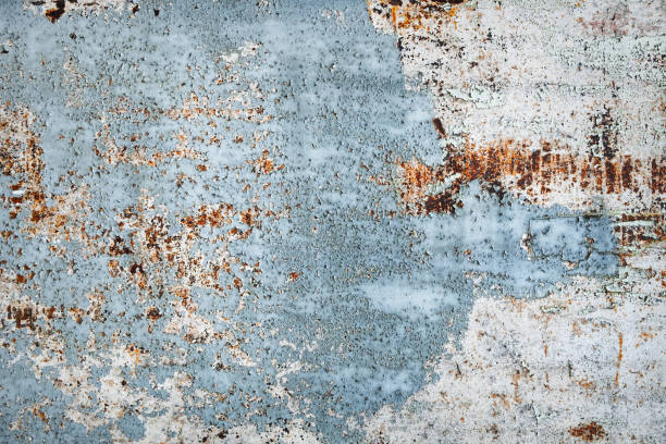 istock Shabby rusty surface. Peeling blue paint. Vintage background 1129582430