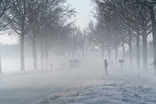 istock Highway on a foggy winter morning 1129586533