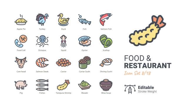 Food & Restaurant vector icons Food & Restaurant vector icons roe river stock illustrations