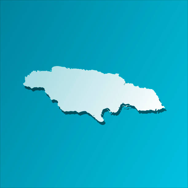 istock Vector isolated illustration icon with light blue silhouette of simplified map of Jamaica 1129593698