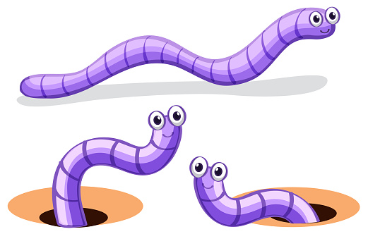 Set of worm character