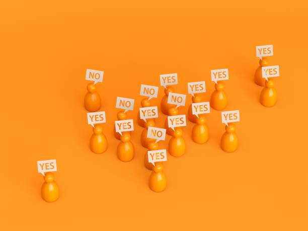 istock 3d rendering speech bubbles social icons yes and no community on yellow background 1129601732