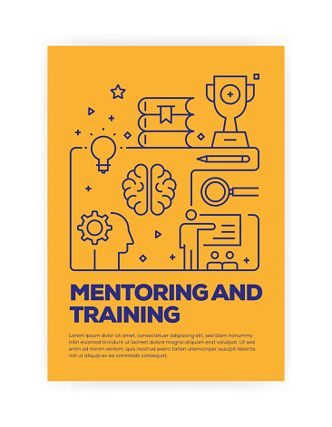 Mentoring and Training Concept Line Style Cover Design for Annual Report, Flyer, Brochure.