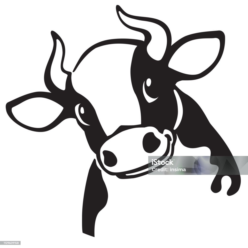 dessin animé tête de vache - clipart vectoriel de Vache libre de droits