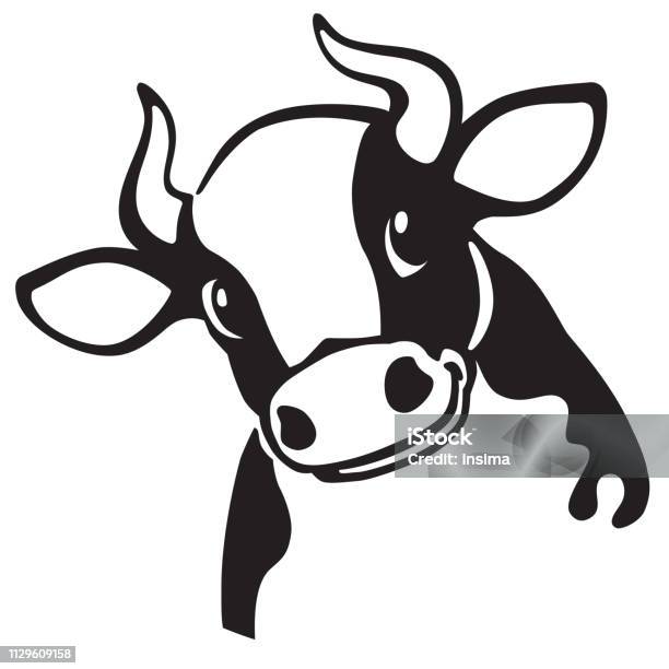 Dessin Animé Tête De Vache Vecteurs libres de droits et plus d'images vectorielles de Vache - Vache, Bonheur, Illustration