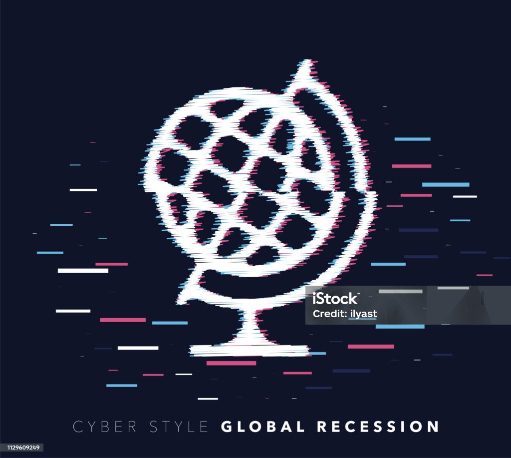 Global Recession Glitch Effect Vector Icon Illustration Glitch effect vector icon illustration of global recession with abstract background. Alertness stock vector