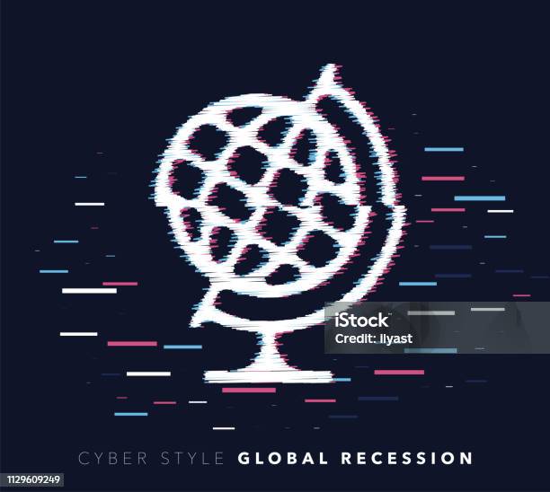 Global Recession Glitch Effect Vector Icon Illustration Stock Illustration - Download Image Now