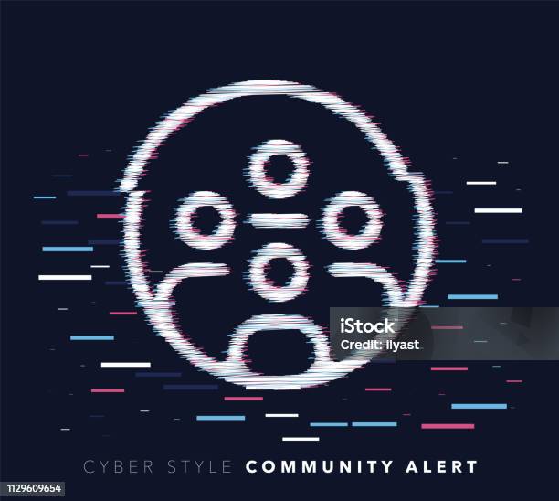 Community Alert Glitch Effect Vector Icon Illustration Stock Illustration - Download Image Now