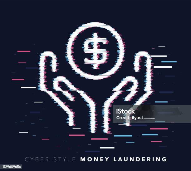 Money Laundering Glitch Effect Vector Icon Illustration Stock Illustration - Download Image Now