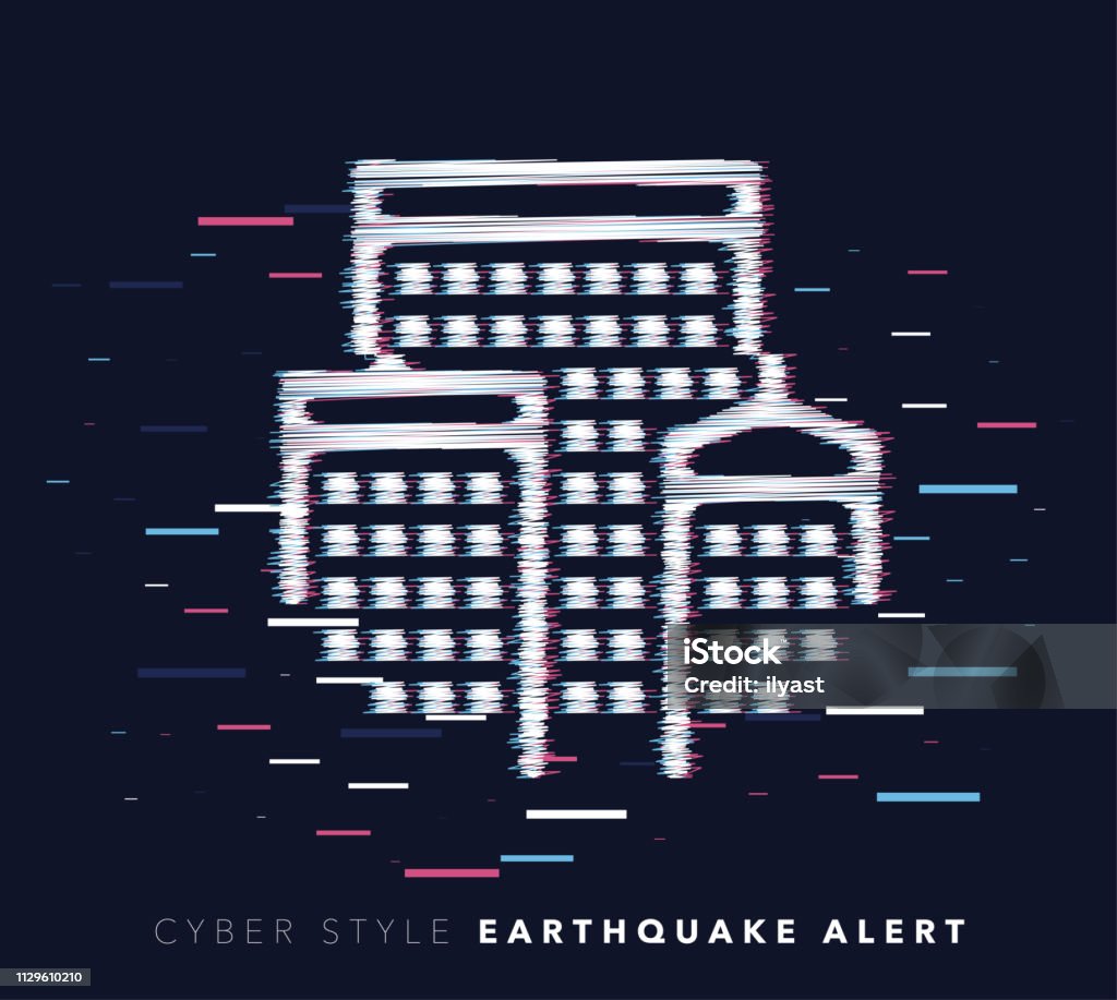 Earthquake Alert Glitch Effect Vector Icon Illustration Glitch effect vector icon illustration of earthquake alert with abstract background. Earthquake stock vector