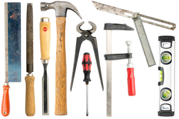 istock collection of carpenter tools, isolated on white 1129610365