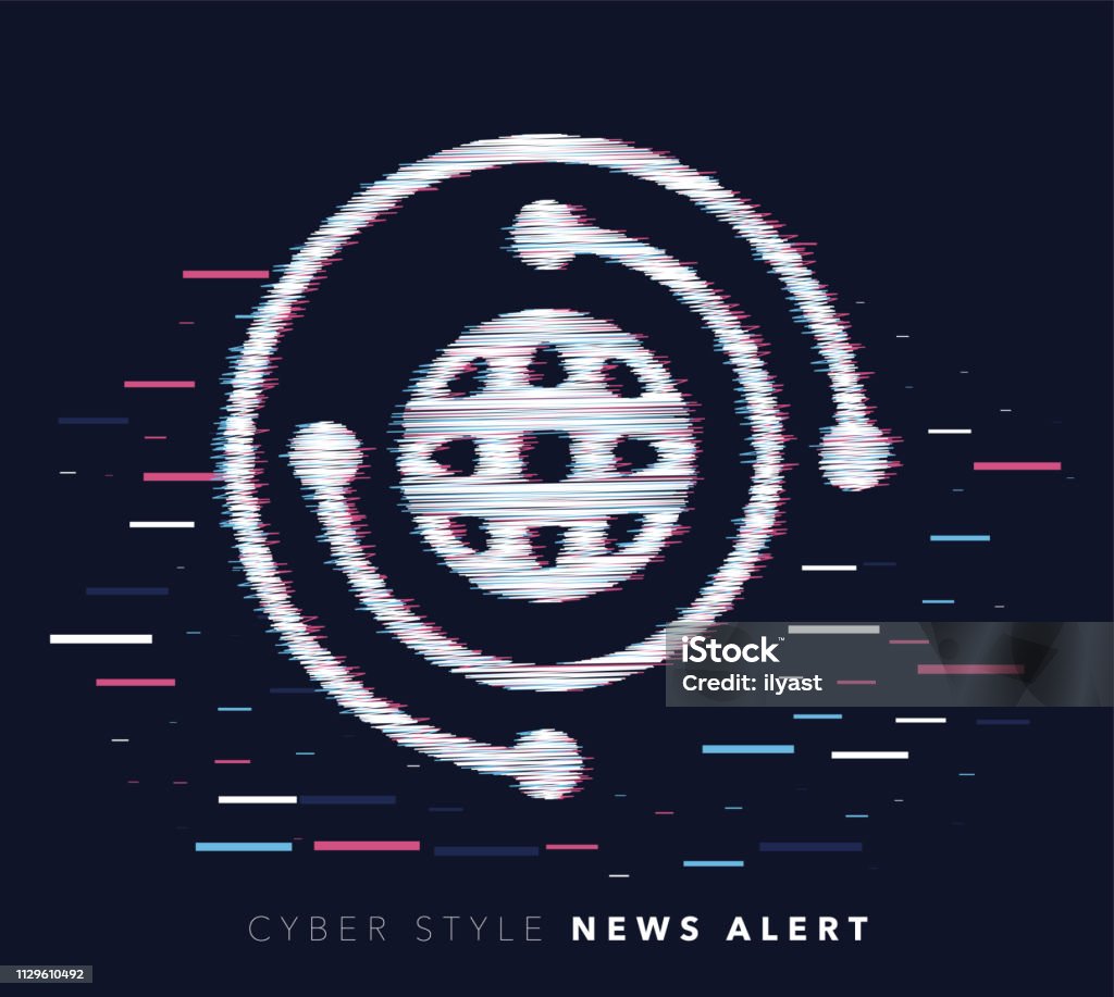 News Alert Glitch Effect Vector Icon Illustration Glitch effect vector icon illustration of news alert with abstract background. Digitally Generated Image stock vector