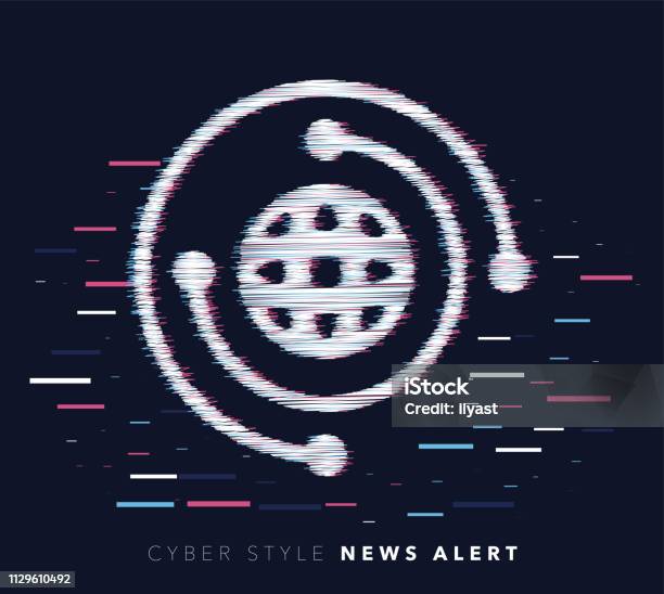 News Alert Glitch Effect Vector Icon Illustration Stock Illustration - Download Image Now - Digitally Generated Image, News Event, Newspaper