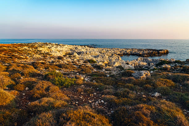 istock mediterranean landscape with rough rocks and ocean 1129610647