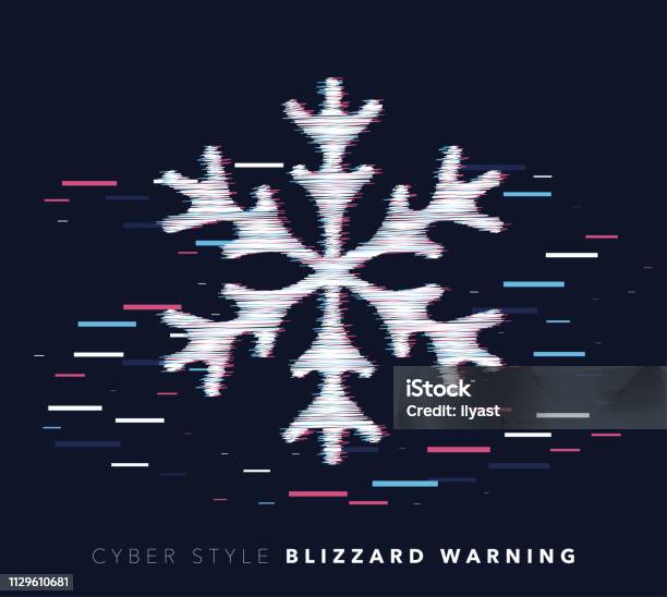 Blizzard Warning Glitch Effect Vector Icon Illustration Stock Illustration - Download Image Now