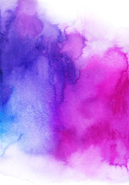 big purple blue pink watercolor background, divorce, spot and spray trendy purple blue pink watercolor background, divorce, spot and spray. great design element for brochure, banner, cover, booklet, UI, UX, flyer, card poster blob photos stock pictures, royalty-free photos & images