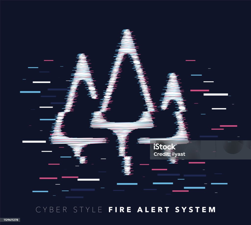 Fire Alert System Glitch Effect Vector Icon Illustration Glitch effect vector icon illustration of fire alert system with abstract background. Accidents and Disasters stock vector