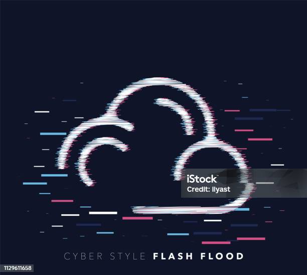 Flash Flood Glitch Effect Vector Icon Illustration Stock Illustration - Download Image Now - Accidents and Disasters, Advice, Alertness