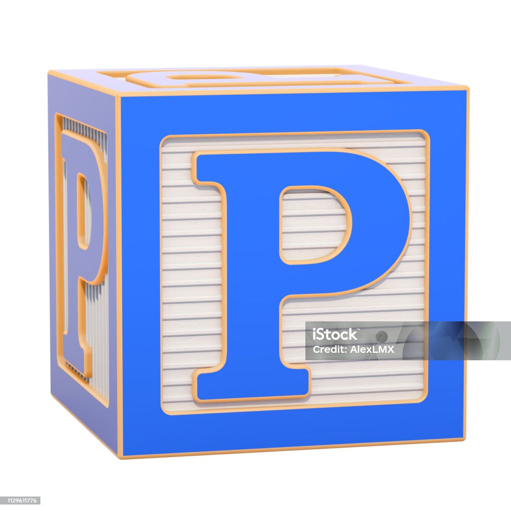 Abc Alphabet Wooden Block With P Letter 3d Rendering Isolated On ...
