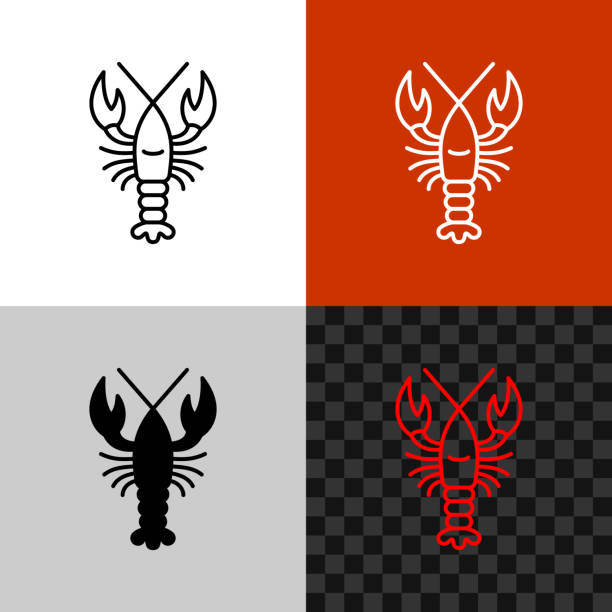 ilustrações, clipart, desenhos animados e ícones de ícone de lagosta. lagosta de linha simples ou lagostas. - crayfish