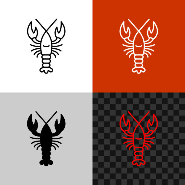 значок омаров. простая линия омаров или раков. - crayfish stock illustrations